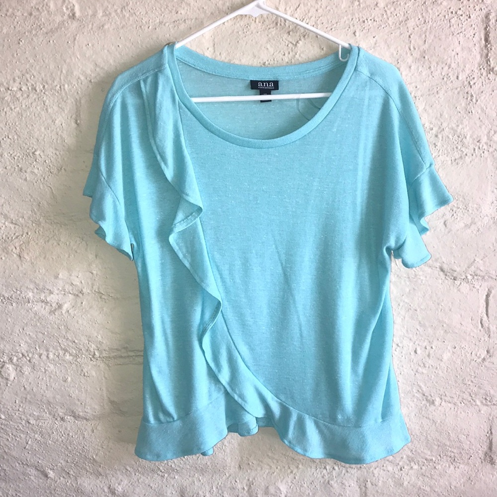 Teal Flowy Ruffle Shirt